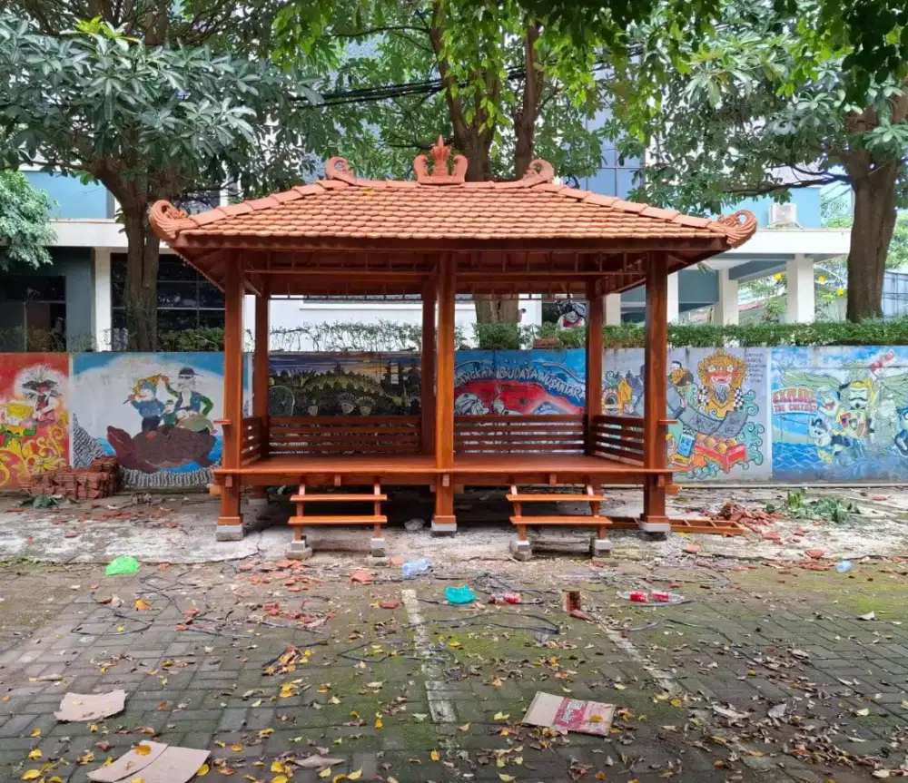 Gazebo kayu jati ukur 4mx2m