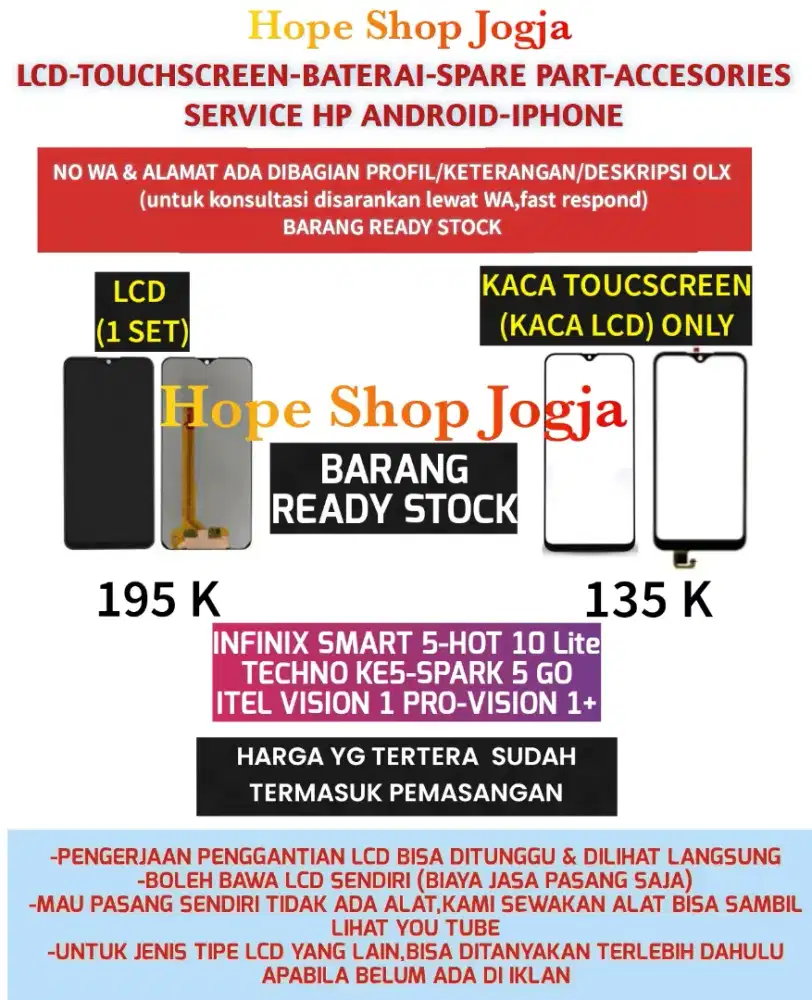 Baterai-Touchscreen-LCD INFINIX SMART 5-HOT 10 Lite-TECHNO KE5