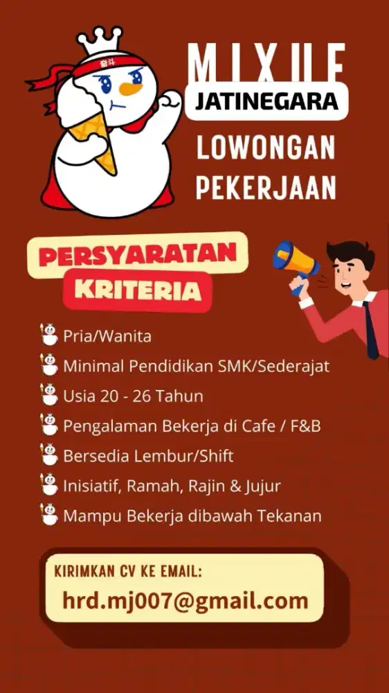 Urgent!! Dibutuhkan Segera Crew Mixue