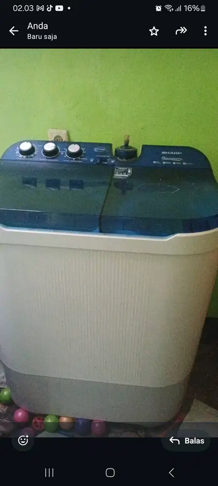 Dijual mesin cuci 2 tabung, merek sharp