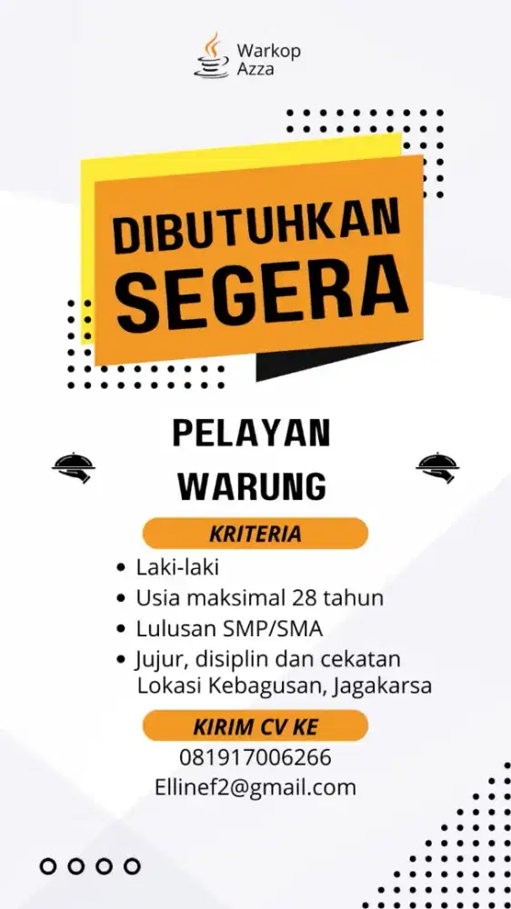 Lowongan Kerja Pelayan Warung