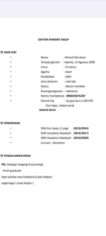 Info lowongan pekerjaan