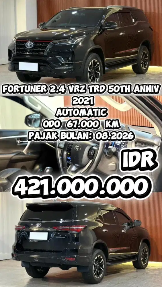 [ 3 YEAR WARRANTY ] FORTUNER VRZ TRD 2.0 ANNIV AT 2021 SIAP PAKAI