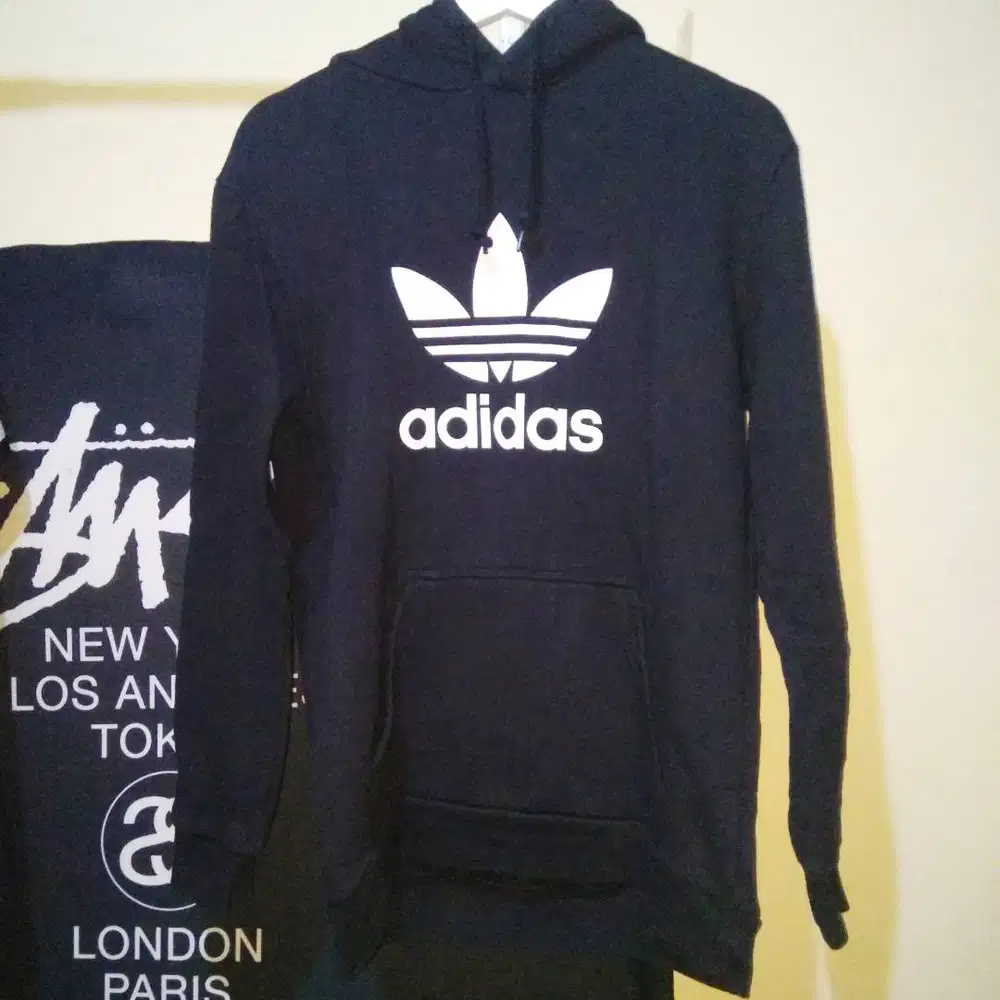 Jaket hoodie Adidas black original size S