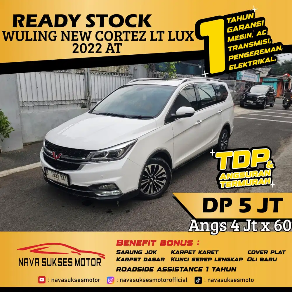 TDP 5 Jt Angs Termurah Wuling Cortez LT Luxury 2022 Matic Putih Low Km