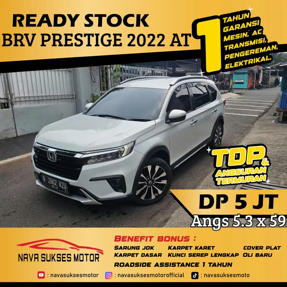 TDP 5 Jt Angs Termurah All New BRV Prestige 2022 Matic Putih Low Km