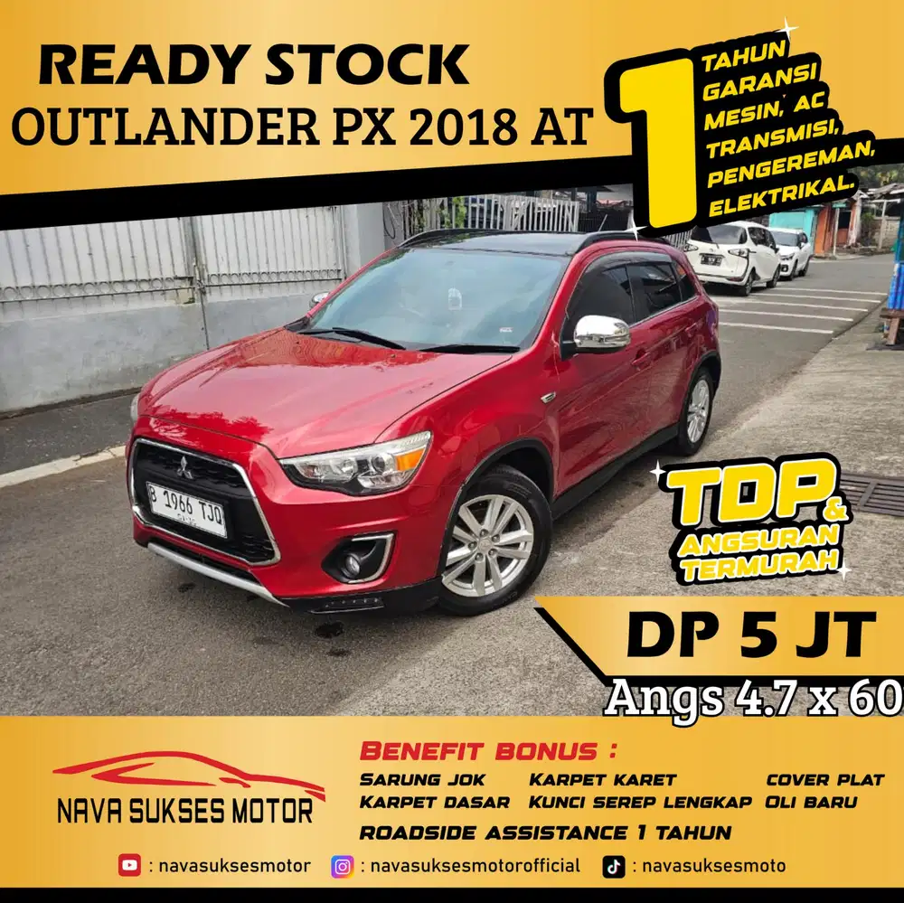 TDP 5 Jt Angs Termurah Outlander PX 2018 Matic Merah Low Km Like New