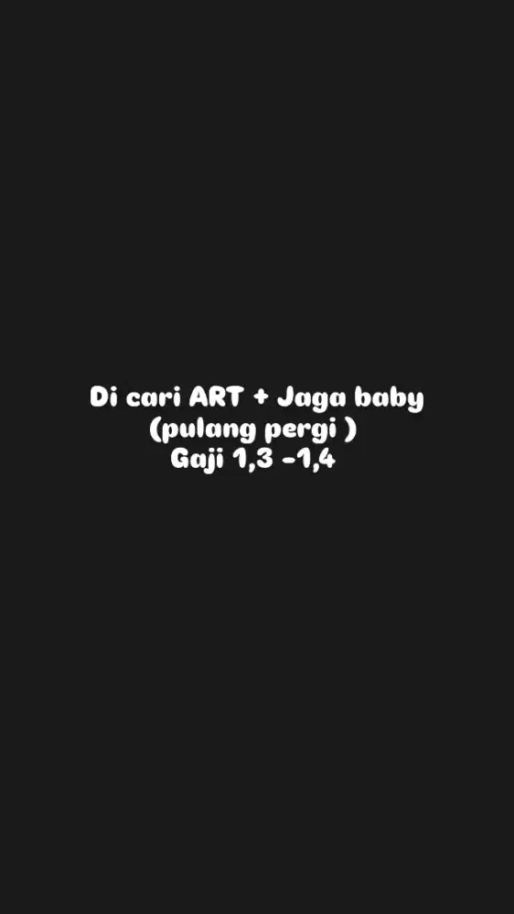 Cari ART pulang pergi