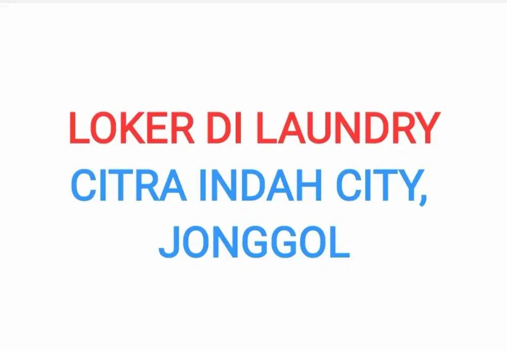 Lowongan Kerja di Laundry Citra Indah City