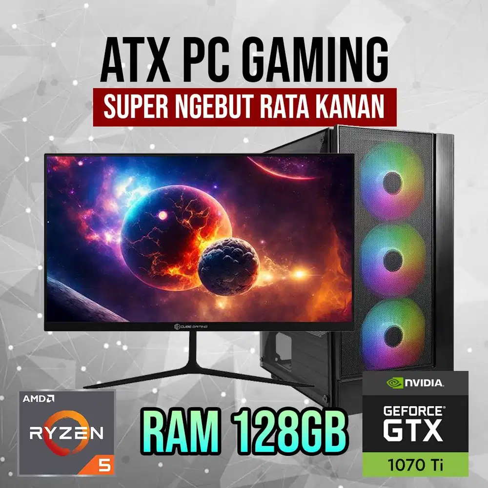 PC Gaming AMD Ryzen 5, 128 GB RAM, GTX 1070 TI Rata Kanan