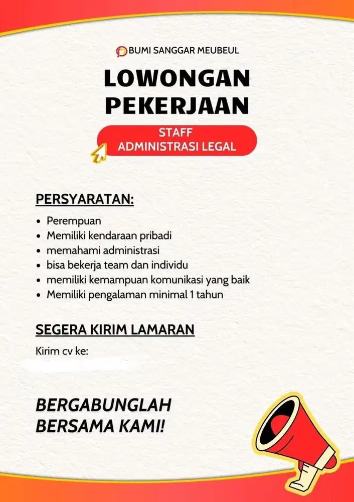 Lowongan Kerja STAFF ADMIN LEGAL