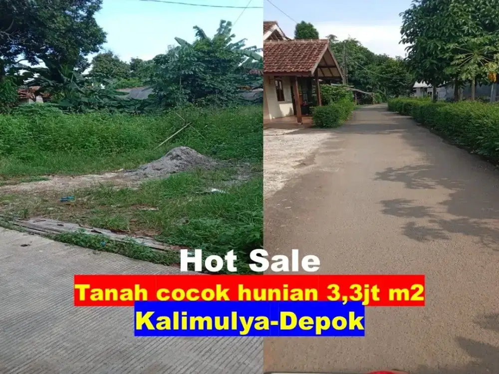 Tanah 103 m2 siap bangun Kalimulya tembus Citayam Depok