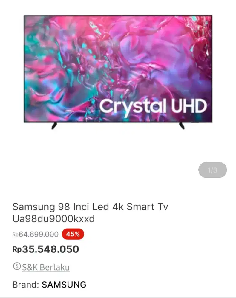 Tv samsung ukuran besar 98du9000