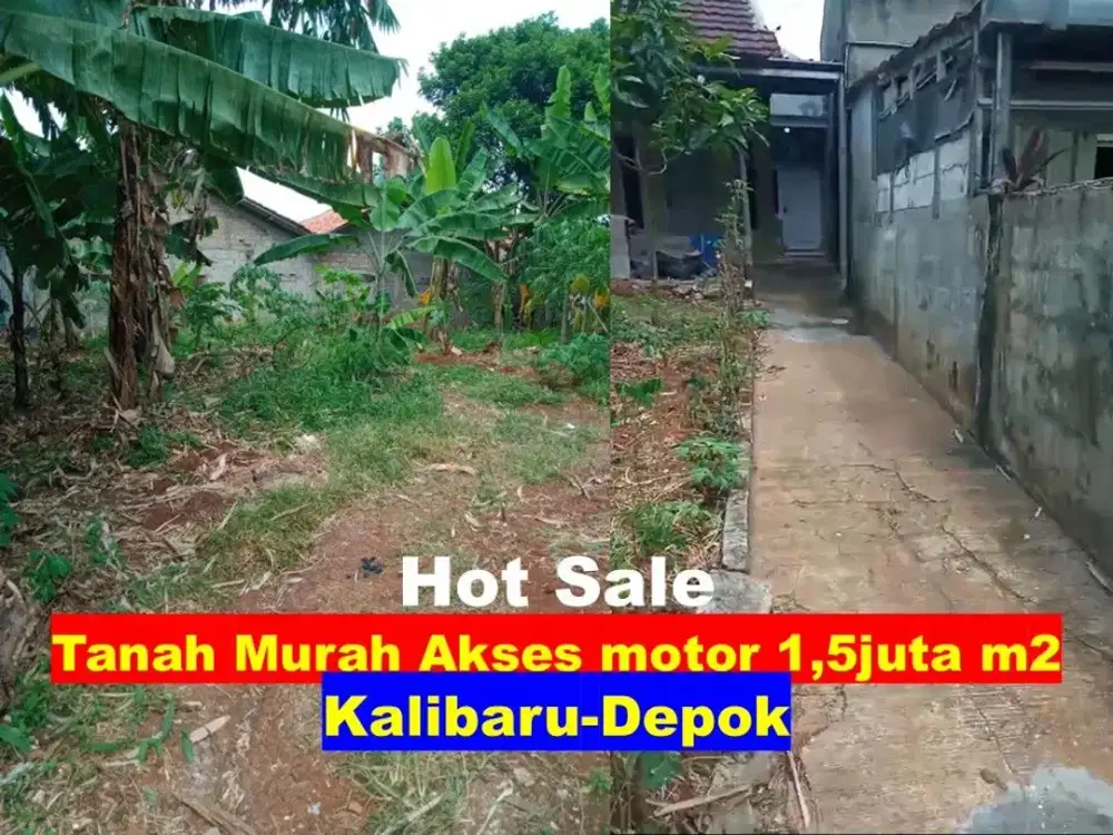 Tanah 210 m2 akses motor jual murah Kalibaru Depok