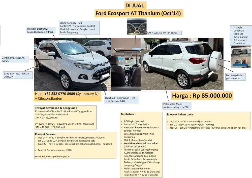 Ford Ecosport AT Oct 2014 Putih