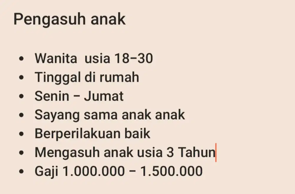 Dicari Pengasuh Anak