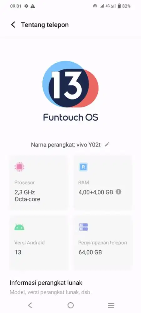 Jual cepat, Vivo y02t Ram 4+4/64