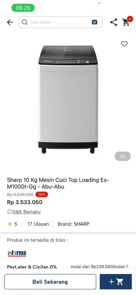 ready mesin cuci sharp