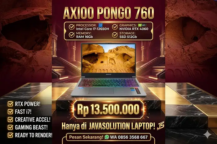 Axioo Pongo 760 Intel Core i7-12650H NVIDIA RTX 4060 Spek gaming Gahar