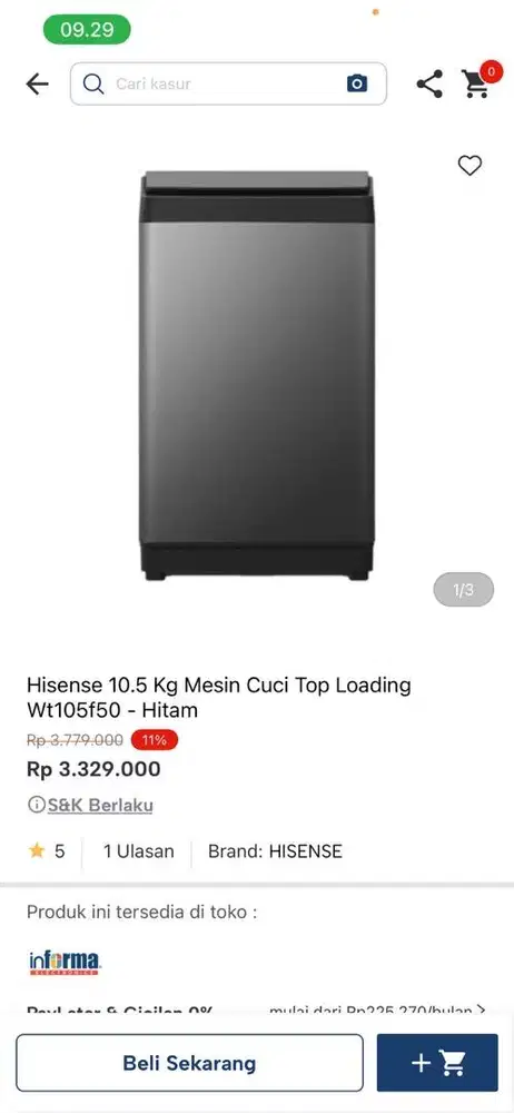 mesin cuci top loading hiesense