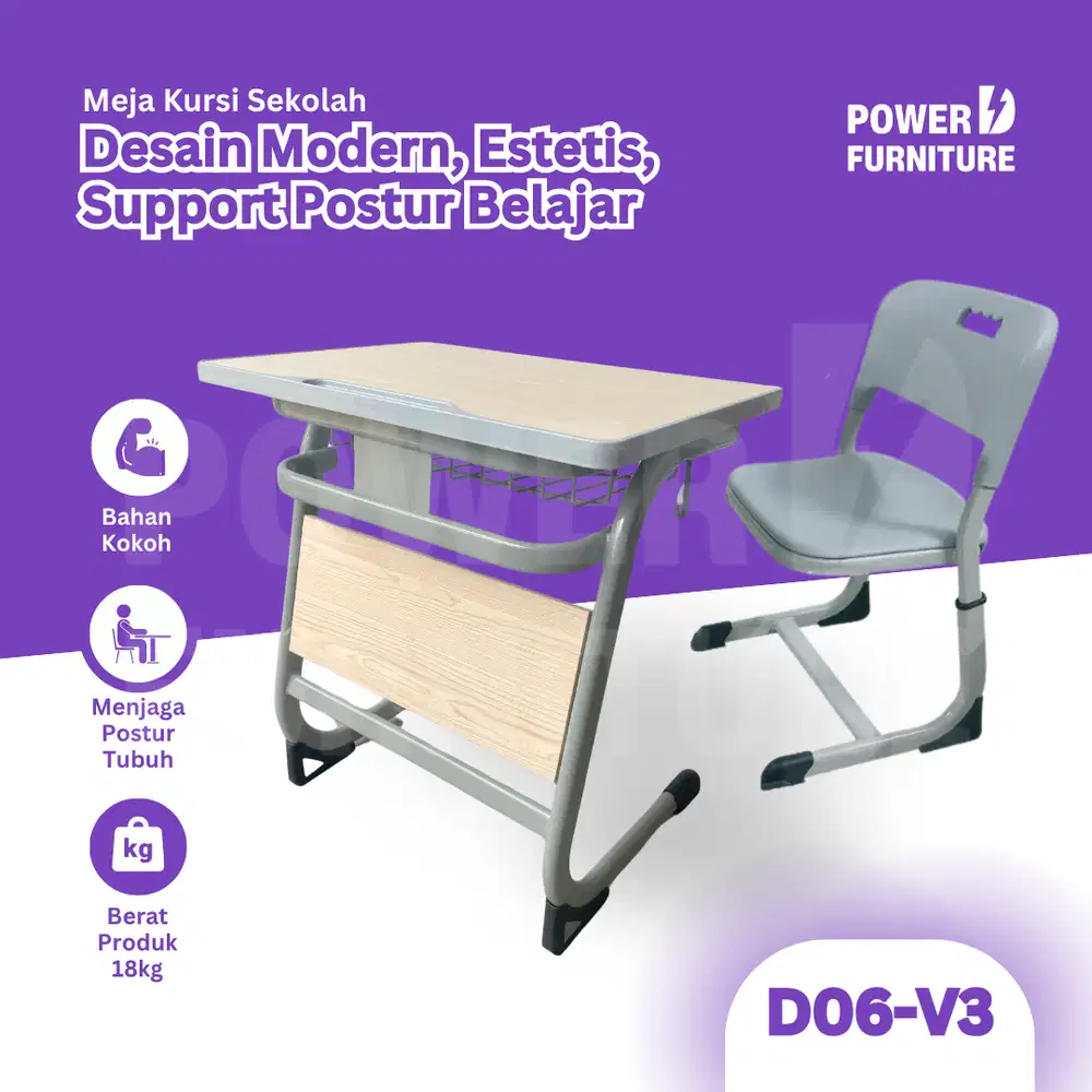 Bangku Sekolah D06 v3 - Meja dan Kursi Siswa | Kursi Sekolah Modern