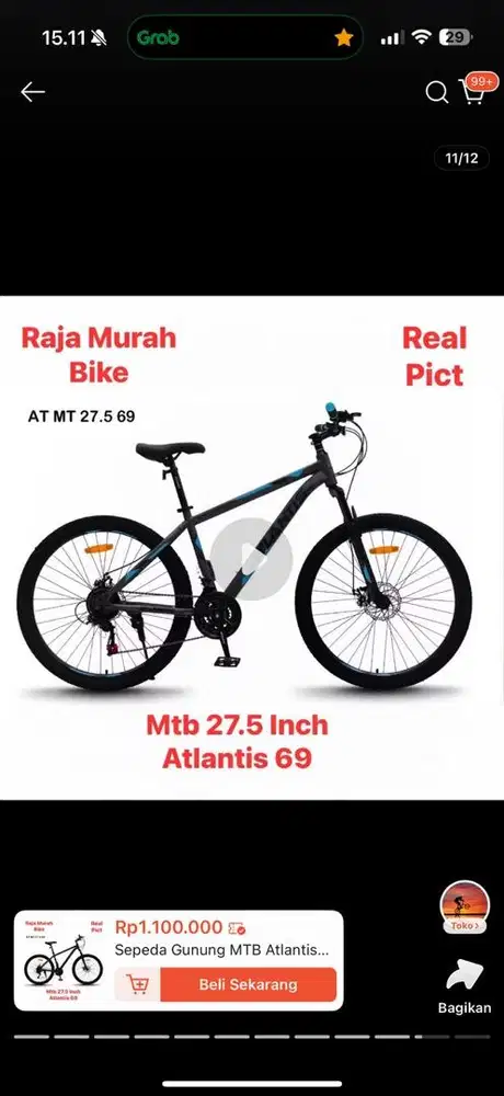 New sepeda mtb atlantis 27.5 69 warna grey cian