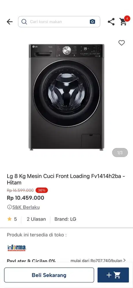 WM LG FRONT LOAD 8kg