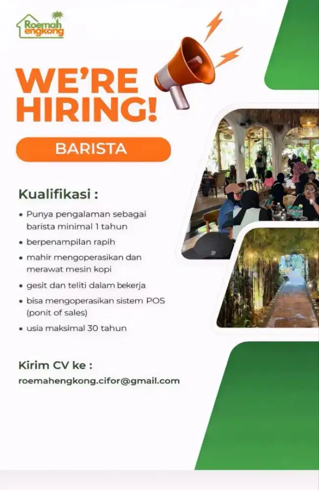 Di butuhkan HELPER/BARISTA SEGERA
