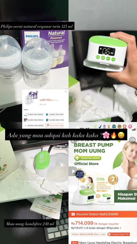 Pompa handsfree Mom Uung & dot philips avent layak pakai