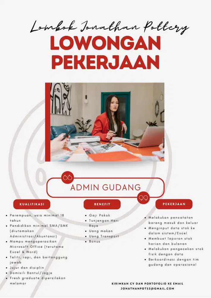 LOWONGAN KERJA – ADMIN GUDANG  Penempatan: Bantul / Yogyakarta