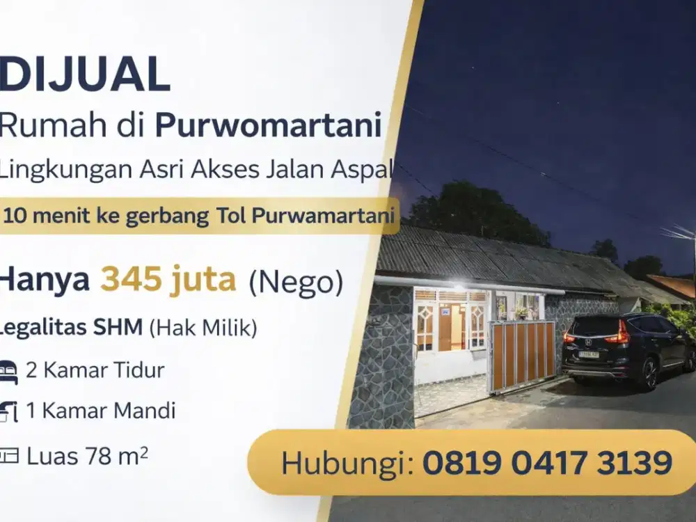 DIJUAL RUMAH MURAH SIAP HUNI TEPI JALAN ASPAL PURWOMARTANI, KALASAN