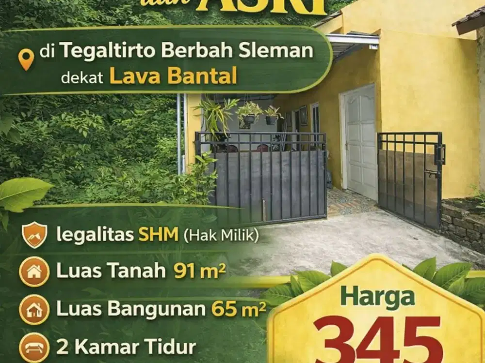 Dijual Rumah Lingkungan Sejuk dan Asri Tegaltirto Berbah