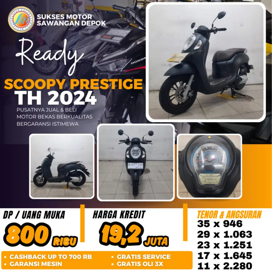 SCOOPY PRESTIGE 2024 KEYLES MULUS BERGARANSI BISA KREDIT SUKSES MOTOR