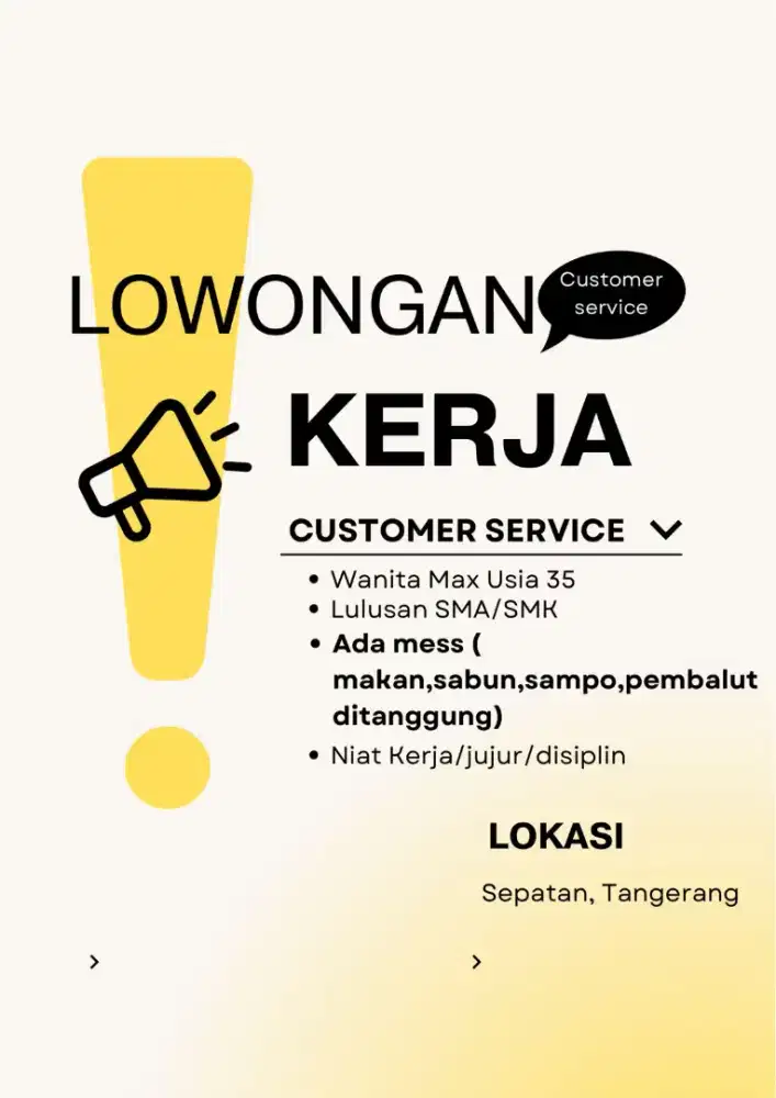 LOEONGAN KERJA CUSTOMER SERVICE ONLINE SHOP