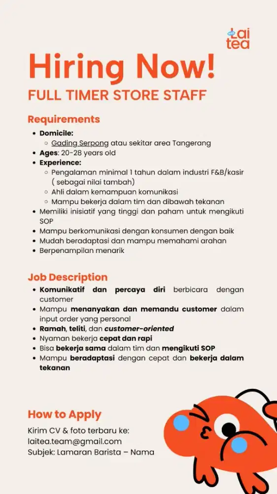 Full Timer Barista Milktea