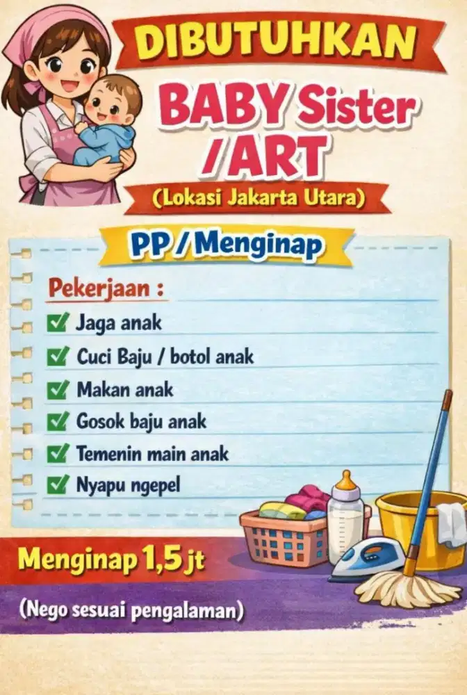Cari Jaga anak + serabutan