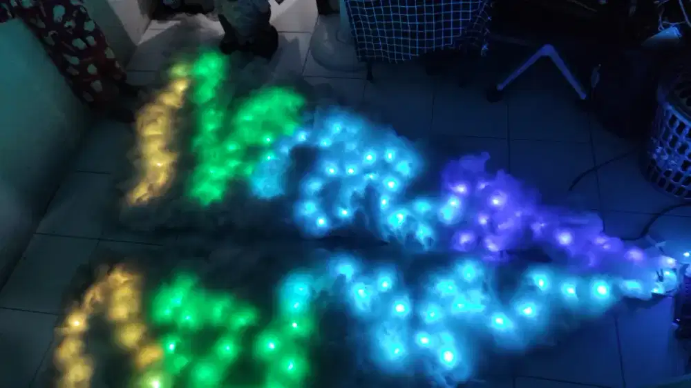 Lampu rgb awan dakron efek petir remot lampu kamar