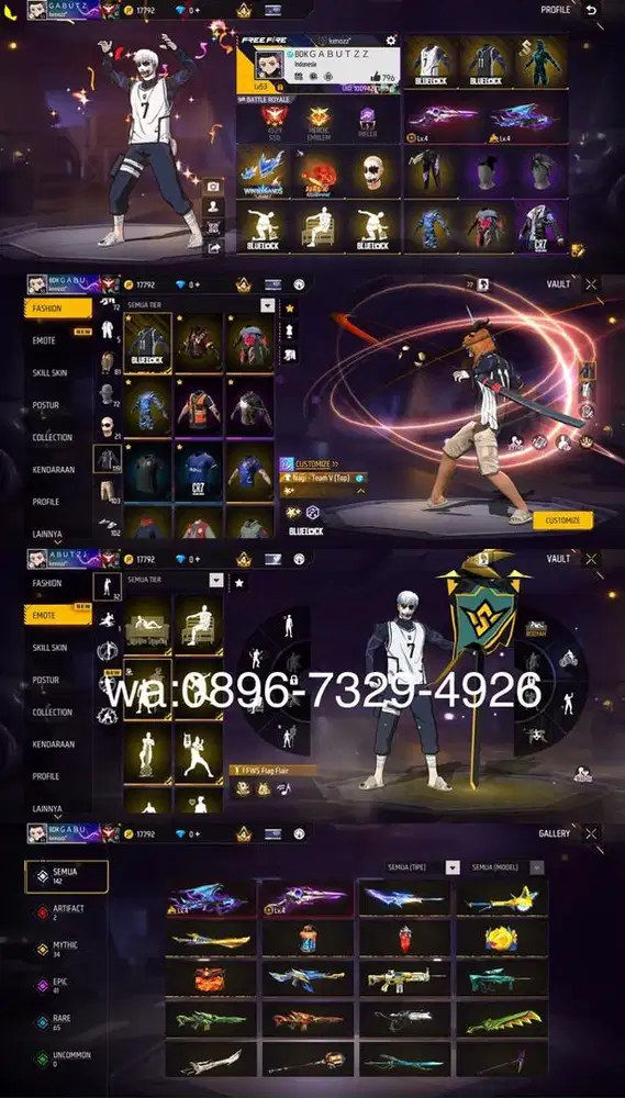 STOK AKUN FF SPEK GANTENG SG EVO LOG GOGGLE