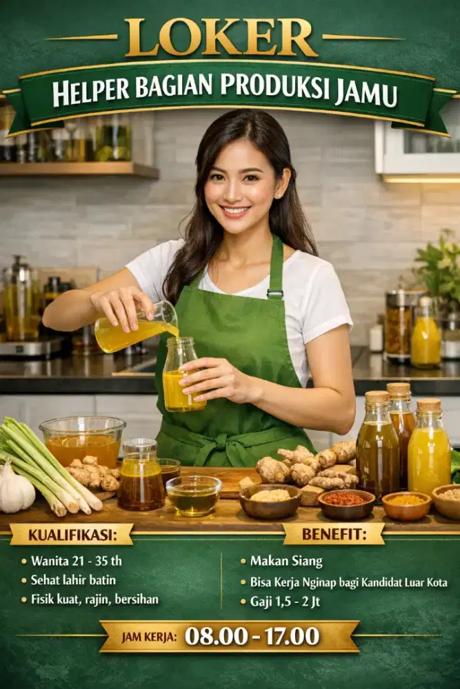 LOKER HELPER BAGIAN PRODUKSI JAMU