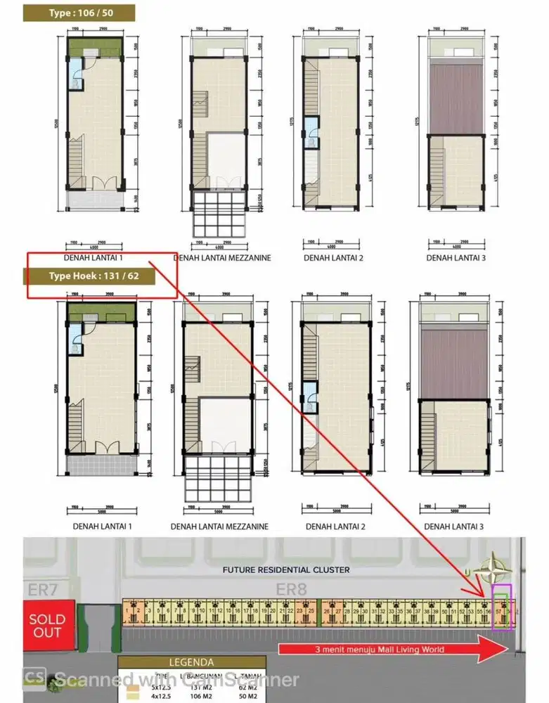 DISEWAKAN  RUKO NEW WESTFIELD BLOK ER 8 NO. 57 (HOOK BADAN)