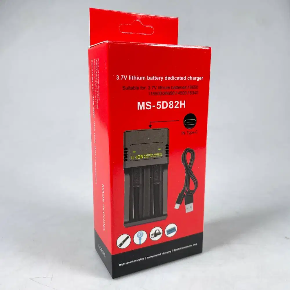 Cas Charger Baterai Lithium 18650 li-ion 14500 Type C 4.2V 1000mA Baru