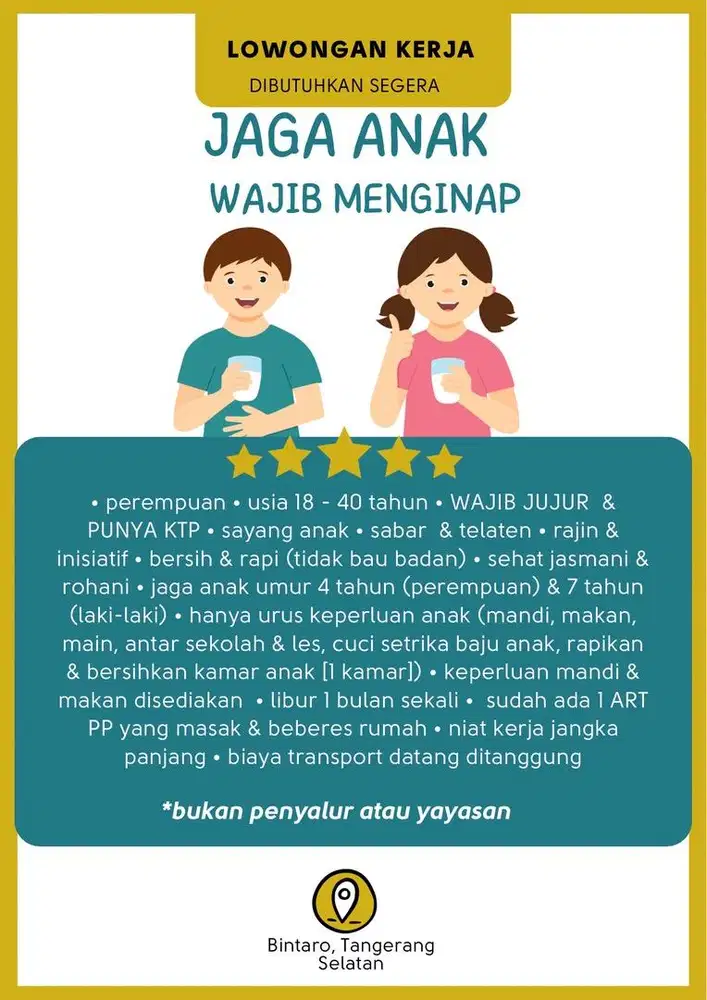DICARI SEGERA ART JAGA ANAK MENGINAP!