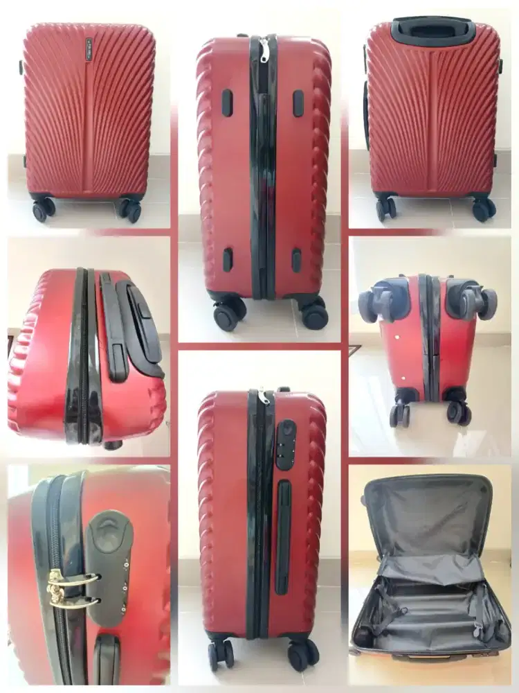 Koper cabin 20 inch Polo Sonic merah marun, bekas