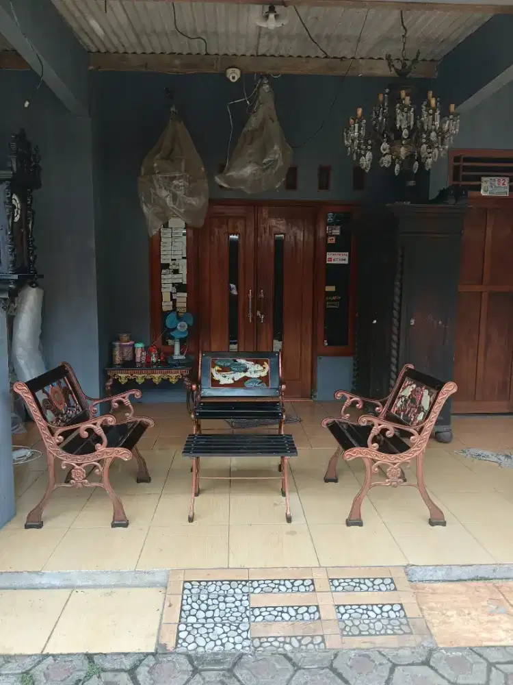 Kursi taman kursi teras set besi cor antik
