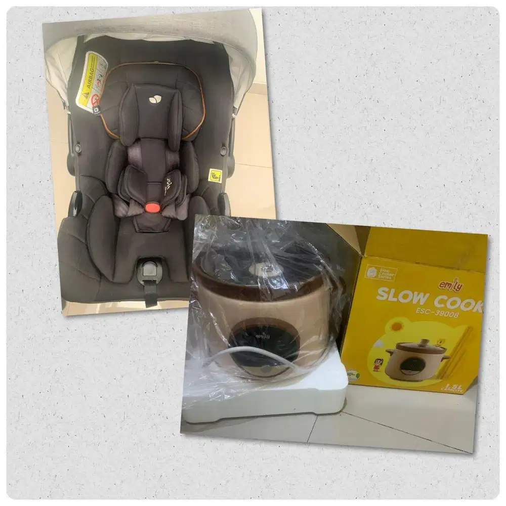 Jual carseat joie dan slowcooker emily (bonus bouncer nuna)