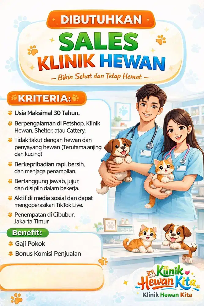 Lowongan Kerja Sales Klinik Hewan