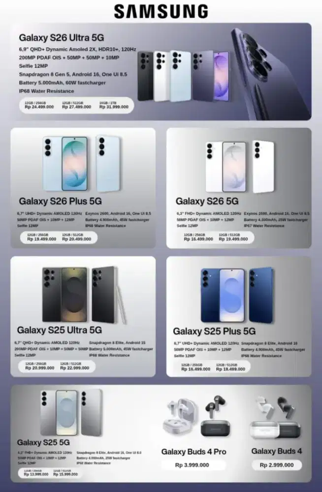 PROMO CASH BACK SAMSUNG S26 SERIES HINGGA 2 JT RUPIAH