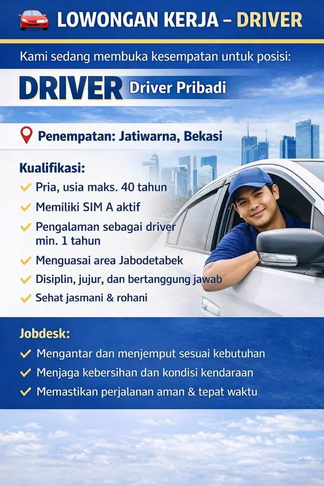 DRIVER PRIBADI JATIWARNA BEKASI