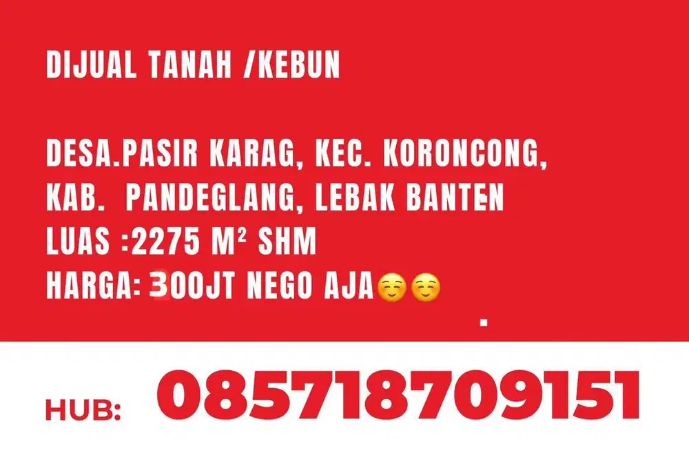 DIJUAL TANAH/ KEBUNMURAH UNTUK INVESTASI, PERKEBUNAAN, PETERNAKAN DLL.