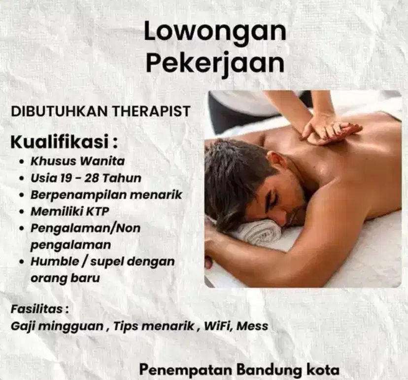 Lowongan Kerja Therapist (Khusus wanita)